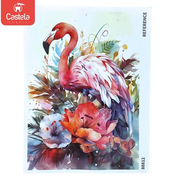 Imagem de Quebra Cabeça de 500 Peças Flamingo Com Flores Decorativo Castela