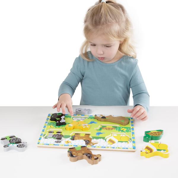 Imagem de Quebra-cabeça de animais de madeira Melissa & Doug (8 pcs)