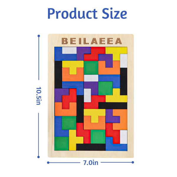 Imagem de Quebra-cabeça de blocos de madeira Brain Teasers Toy BEILAEEA para crianças de 2 a 8 anos