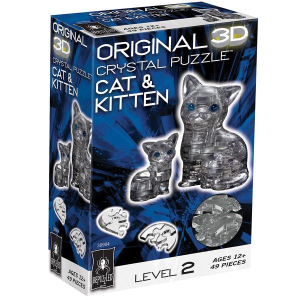 Imagem de Quebra-cabeça de cristal 3D BePuzzled Cat & Kitten Original Age 12 anos ou mais