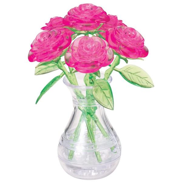 Imagem de Quebra-cabeça de cristal 3D BePuzzled Roses in Vase Pink Age 12+