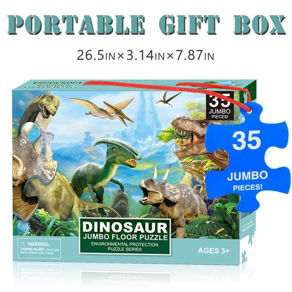 Imagem de Quebra-cabeça de dinossauro jigsaw para crianças idade 3-5 4-8 anos de idade, 35 peça Jumbo Toddler Chão Quebra-cabeça para kid boy menina aprendendo caixa de presente de brinquedo educacional