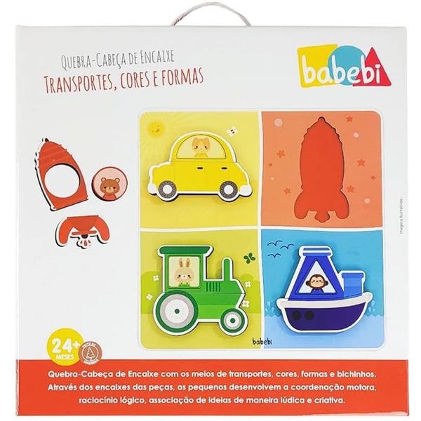 Imagem de Quebra-cabeca de Encaixe Transportes, Cores e Formas  Babebi 