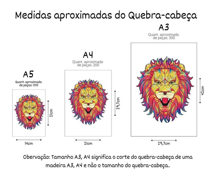 Imagem de Quebra-Cabeça de Madeira MDF 3D Leão Grande 325 peças