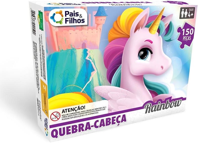 Imagem de Quebra-cabeça De Unicórnio 150 Peças Rainbow Puzzle Pedagógico Infantil Para Crianças +4 Anos