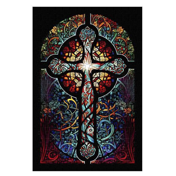 Imagem de Quebra-Cabeça Decorativo Religioso Vitral Arte Sacra 300