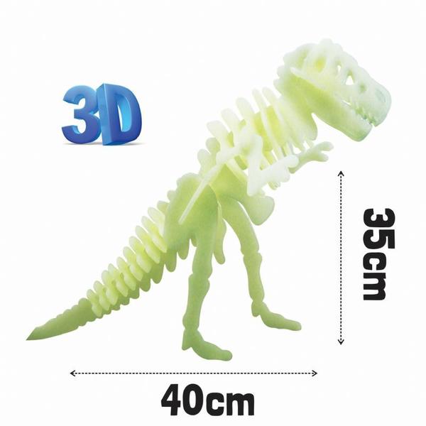 Imagem de Quebra-cabeça dinossauro 3d - tiranossauro rex - brilha no escuro - bate bumbo