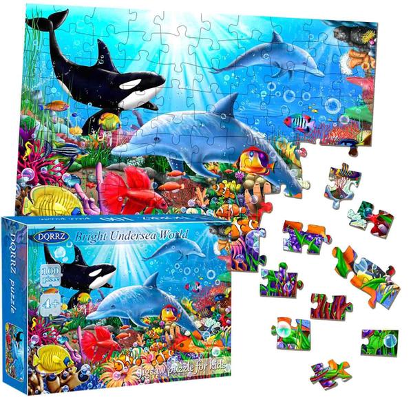 Imagem de Quebra-cabeça DQRRZ Bright Undersea World 100 peças para crianças 4-8