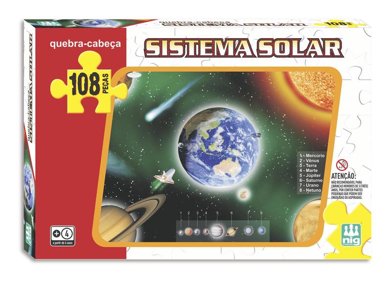 Quebra Cabeça Educativo Sistema Solar 108 peças - Nig Imagem de Quebra Cabeça Educativo Sistema Solar 108 peças - Nig