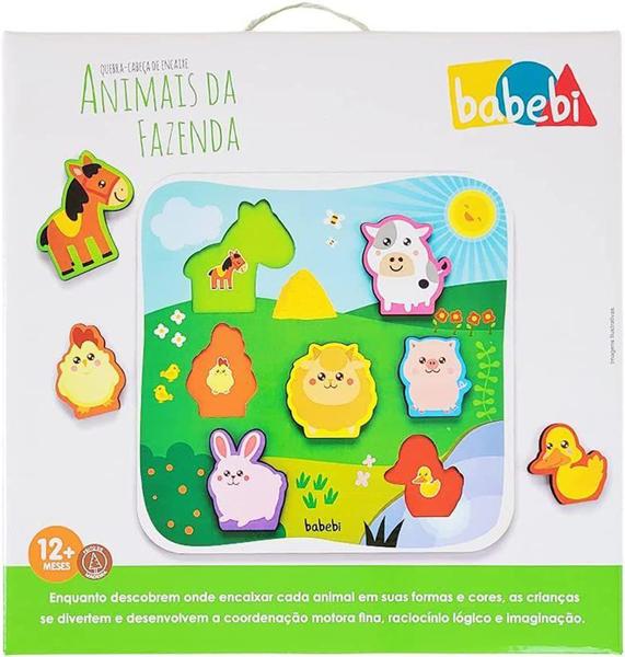 Imagem de QUEBRA CABEÇA ENCAIXE ANIMAIS DA FAZENDA - Brinquedo Educativo - BABEBI