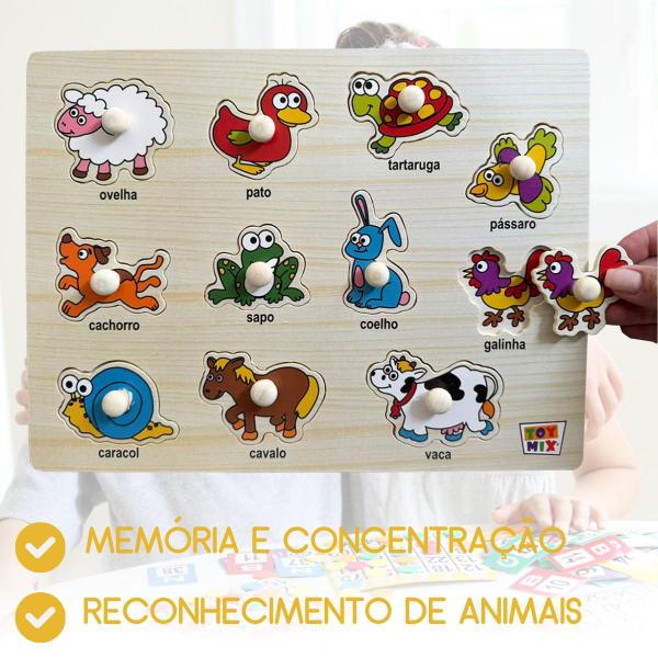 Imagem de Quebra-Cabeça Encaixe Divertido Educativo com Pinos Animais