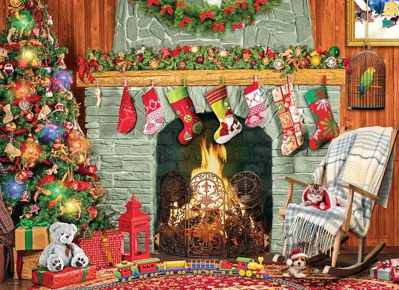 Imagem de Quebra-cabeça EuroGraphics Christmas by The Fireplace 500 unidades