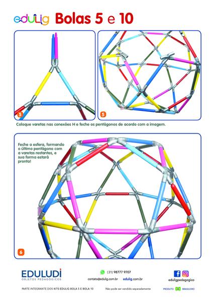 Imagem de Quebra-cabeça  Geométrico Edulig Puzzle 3D Bola 10 Icosidodecaedro - 90 peças e conexões - 37 cm diâmetro