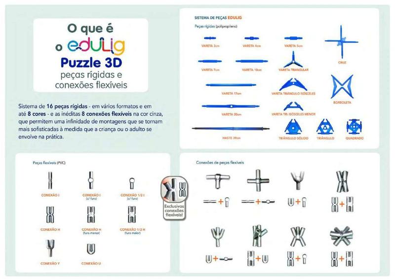 Imagem de Quebra-cabeça Geométrico Edulig Puzzle 3D BolaH, monte, chute, amasse e jogue - 90 peças e conexões.