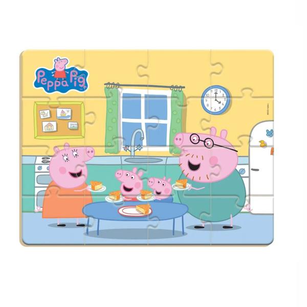 Imagem de Quebra Cabeça Gigante 16 Peças Peppa Pig Madeira Nig - 0528