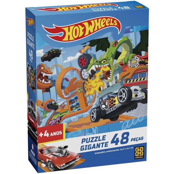 Imagem de Quebra cabeca hot wheels gigante 48 pecas grow