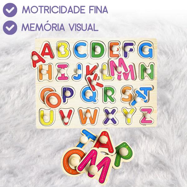 Imagem de Quebra-Cabeça Indantil Encaixe Divertido com Pinos Letras