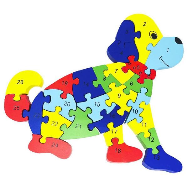 Imagem de Quebra Cabeça Infantil 3D Madeira MDF Alfabeto 26 Peças Dog - Toy Mix