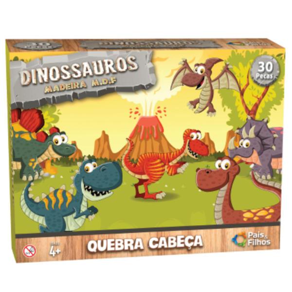 Imagem de Quebra Cabeça Infantil Dinossauros 30 Peças Grandes - Mdf