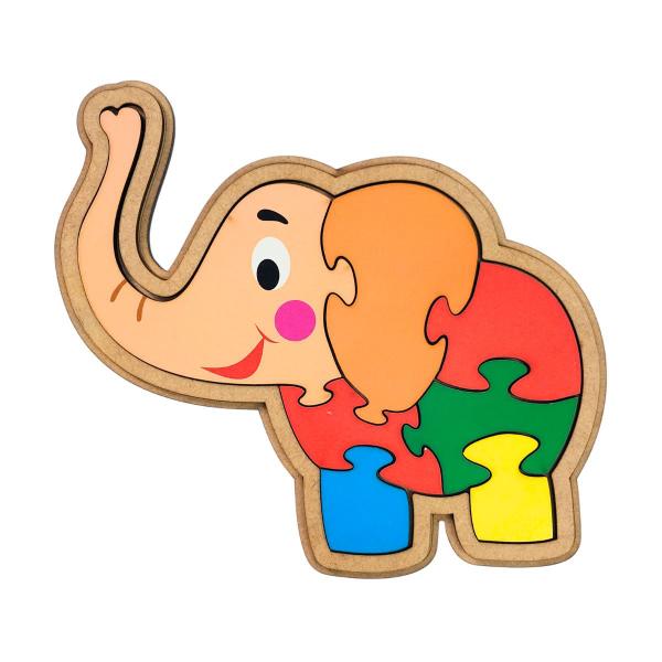 Imagem de Quebra-cabeça Infantil Elefante 7 peças Brinquedo Educativo MDF - Maninho - 3 anos