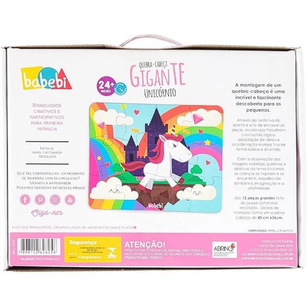 Imagem de Quebra Cabeca Infantil Grande Unicornio  Babebi 