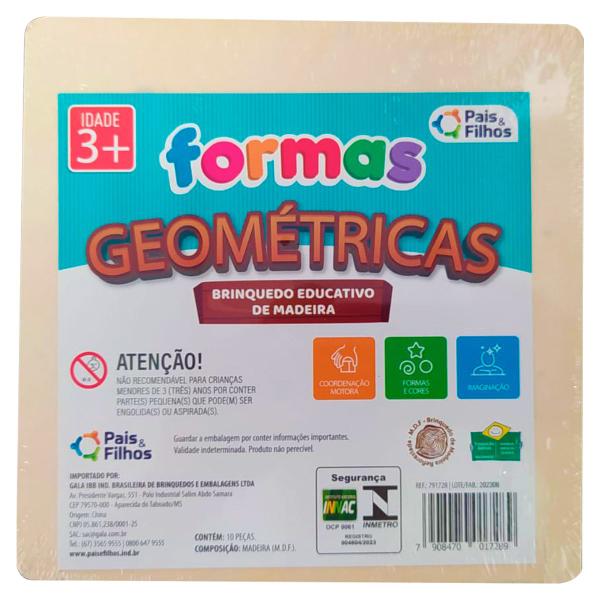 Imagem de Quebra Cabeça Infantil Madeira Formas Geométricas 9 Pçs