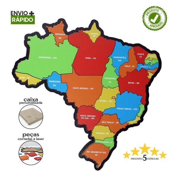 Imagem de Quebra Cabeça Infantil Mapa Do Brasil Brinquedo Educativo