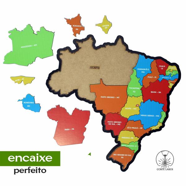 Imagem de Quebra Cabeça Infantil Mapa Do Brasil Brinquedo Educativo