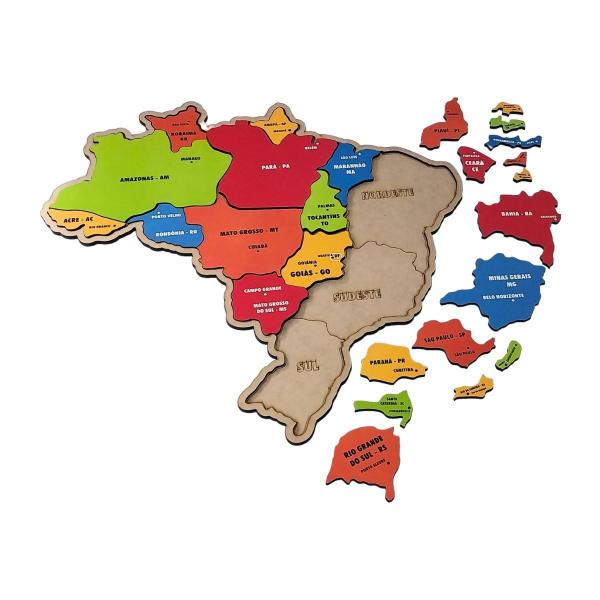 Imagem de Quebra-cabeça Infantil Mapa Grande Regiões, Estados e Capitais - Maninho - 3 anos