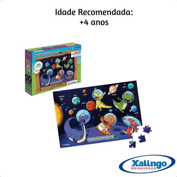 Imagem de Quebra-cabeça Infantil  Papel Cartão Fofossauros Planetas 150 peças 46x31cm Xalingo - 16276