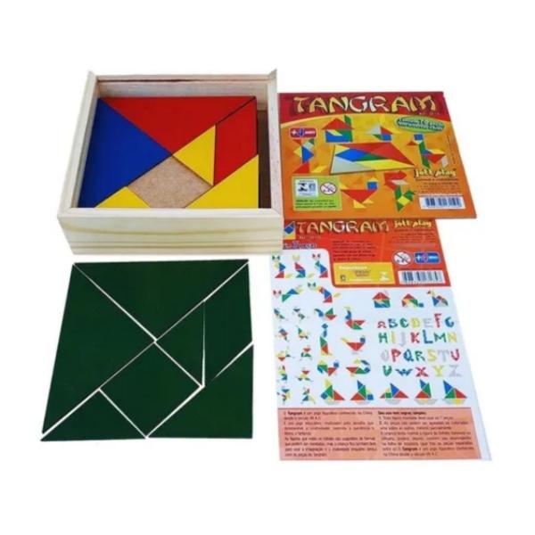 Imagem de Quebra-cabeça Infantil Tangram com 70 peças Desafio Raciocínio Lógico Brinquedo Educativo MDF - Jottplay - 4 anos