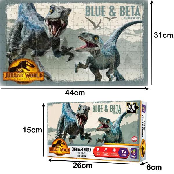 Imagem de Quebra Cabeça Jurassic World Velociraptors Blue Beta 200 Pçs