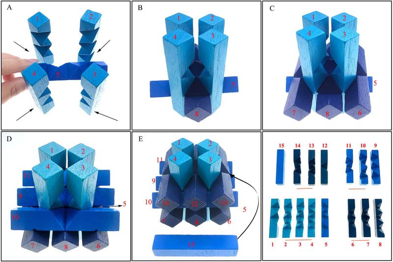 Imagem de Quebra-cabeça KINGOU Blue Wooden Fifteen Oblique Sticks