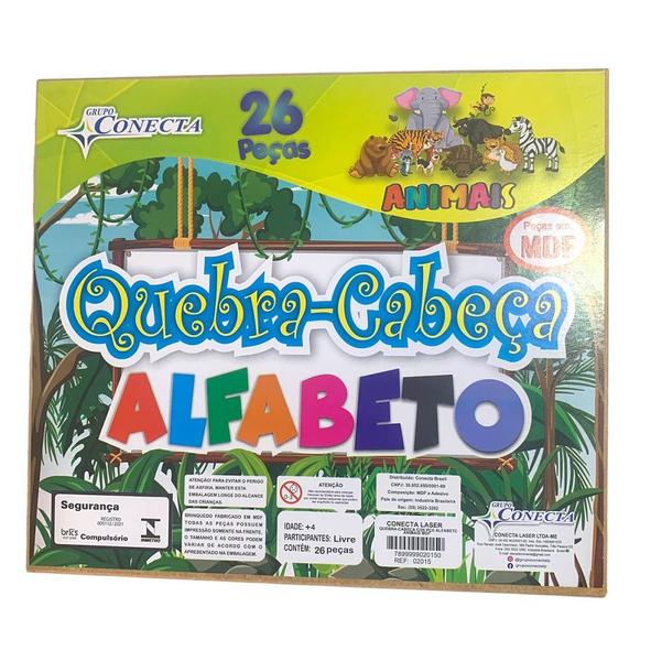 Imagem de Quebra-Cabeça Madeira Infantil Alfabeto Educativo 24 peças