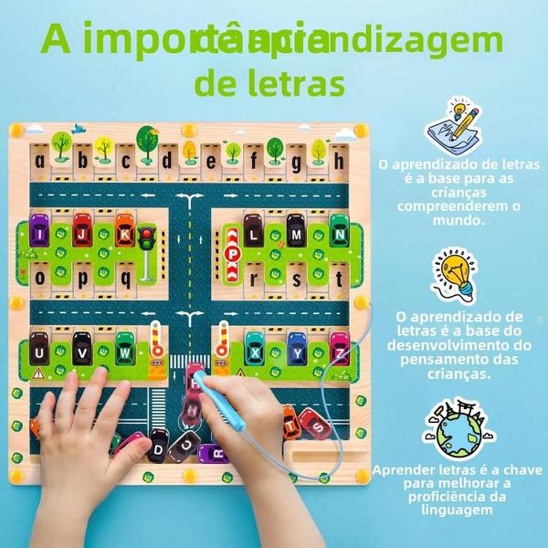 Imagem de Quebra-Cabeça Magnético de Alfabeto Montessori - Labirinto de Madeira para Crianças