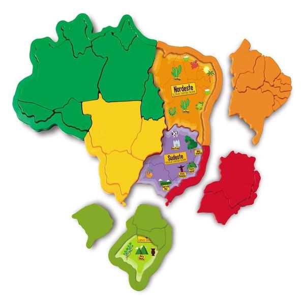 Imagem de Quebra-Cabeça Mapa do Brasil 3D Plástico - Elka