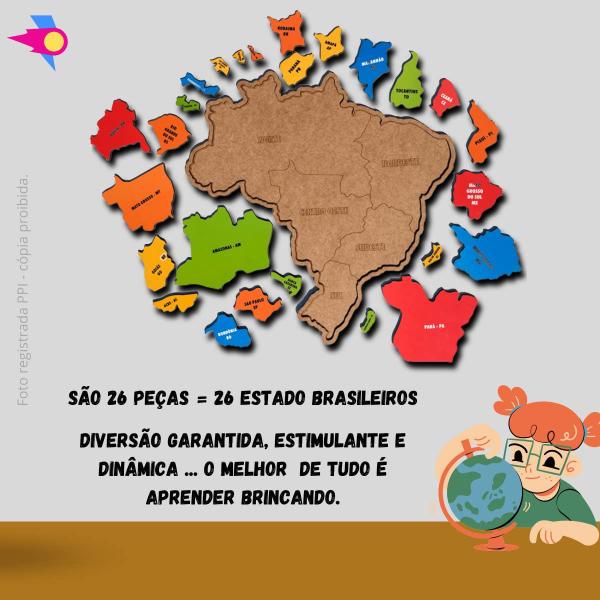 Imagem de Quebra Cabeça Mapa Do Brasil Em MDF Infantil