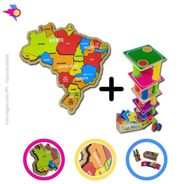 Imagem de Quebra Cabeça Mapa do Brasil Regiões + Torre Inteligente