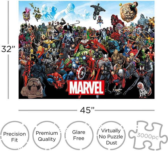 Imagem de Quebra-Cabeça Marvel 3000 Peças - Licenciado - Sem Brilho - Encaixe Preciso - 81x114cm