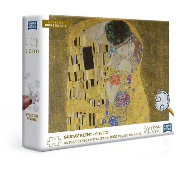 Imagem de Quebra Cabeça Metalizado 1000 peças O Beijo Gustav Klimt 3038 Toyster