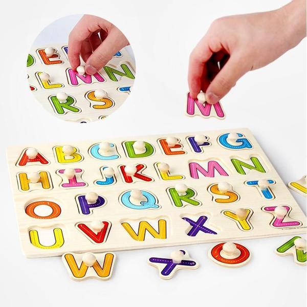 Imagem de Quebra Cabeça Montessori De Madeira 30Cm Letras Do Alfabeto