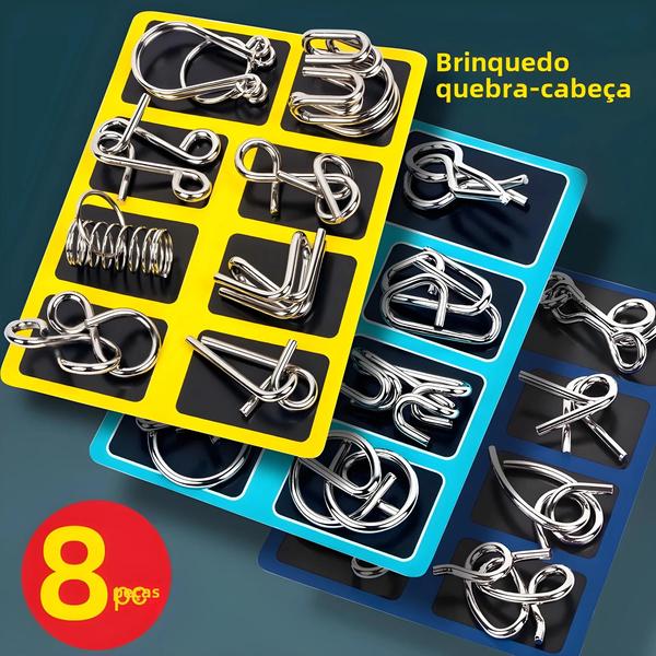 Quebra-Cabeça Montessori de Metal - 8 Peças - Jogo Educativo para Estimular o Raciocínio Imagem de Quebra-Cabeça Montessori de Metal - 8 Peças - Jogo Educativo para Estimular o Raciocínio