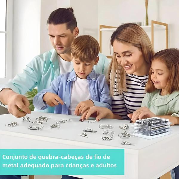 Imagem de Quebra-Cabeça Montessori de Metal para Adultos - 8 Peças - Desafio para o Cérebro