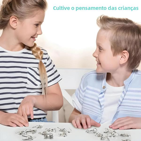 Imagem de Quebra-Cabeça Montessori de Metal para Adultos - 8 Peças - Desafio para o Cérebro