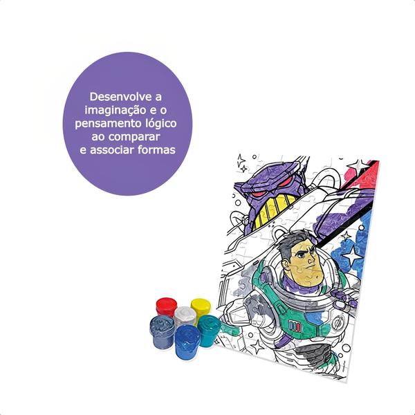 Imagem de Quebra-Cabeça Para Colorir Buzz Lightyear Infantil +4 Anos 60 Peças Educativo Criatividade Xalingo - 55243