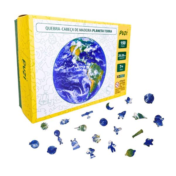 Imagem de Quebra-cabeça Planeta Terra Brinquedo Educativo MDF - Puzi