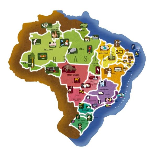 Imagem de Quebra cabeca play mapa do brasil gigante 45 pecas grow