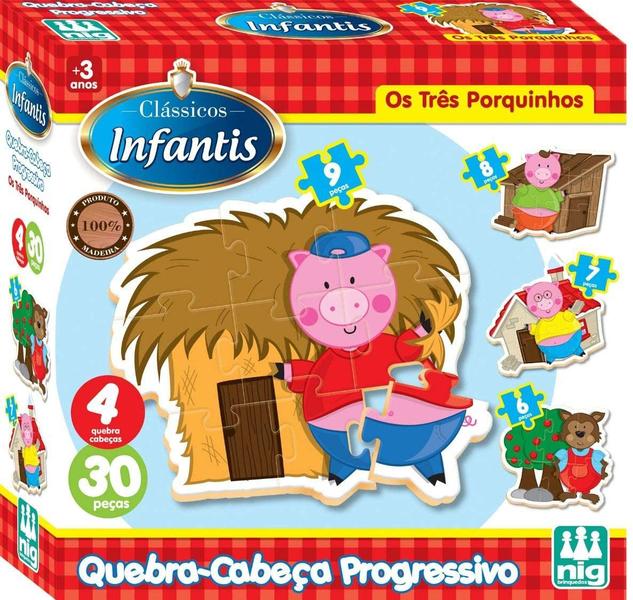 Imagem de Quebra-cabeça progressivo 3 Porquinhos - brinquedo educativo