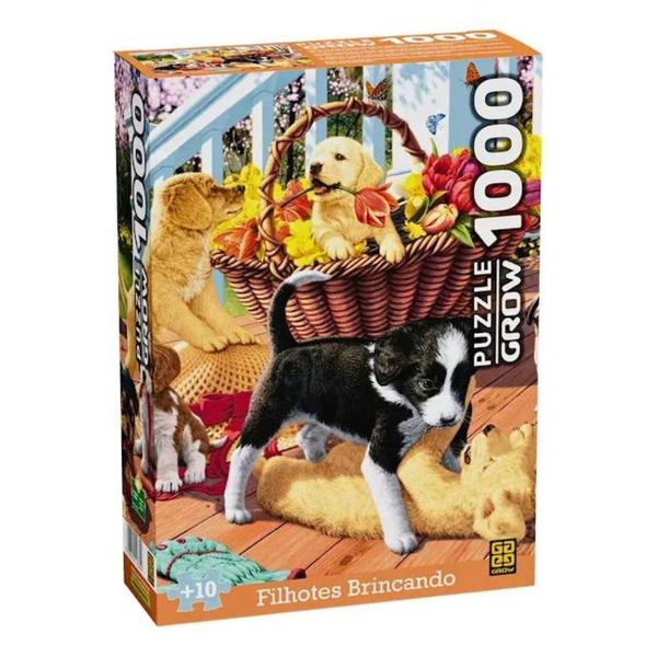 Imagem de Quebra Cabeça Puzzle 1000 Peças Filhotes Brincando 4382 - Grow