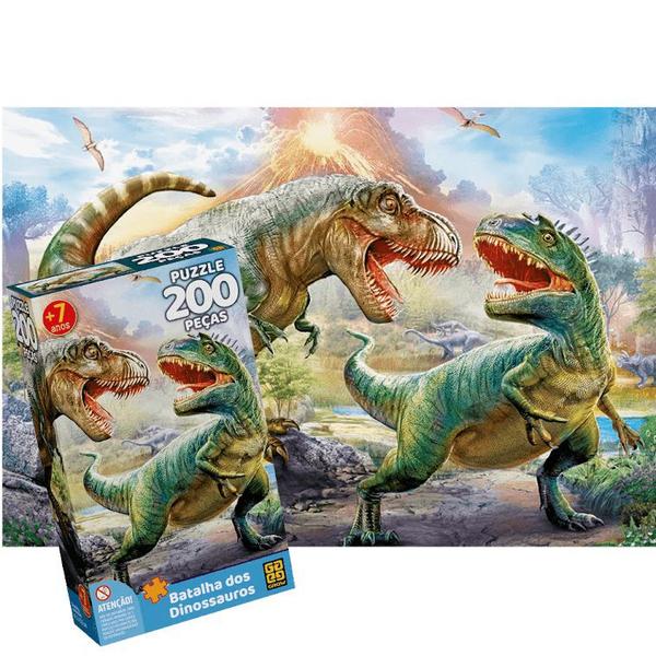 Imagem de Quebra Cabeça Puzzle 200 Peças Batalha Dos Dinossauros Grow